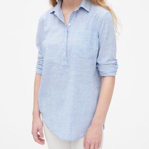 Gap Blue Boyfriend Stripe Popover Shirt